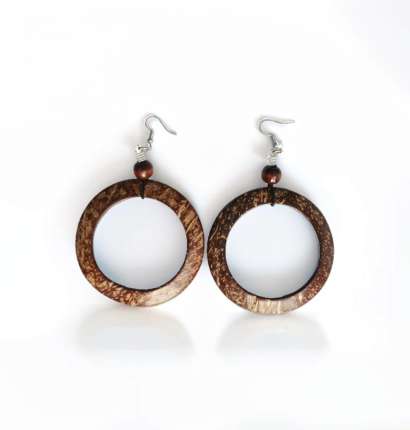 African Circle Brown Earrings